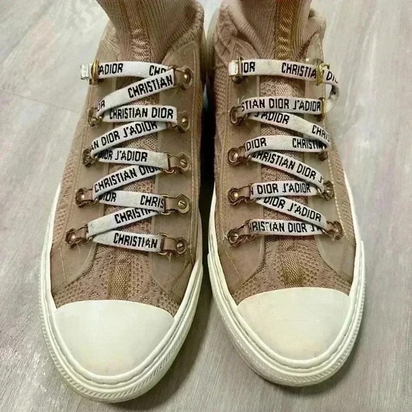 Christian Dior Walk'n'Dior Sneakers Women‎ 40-9 Nude Good Knit High Top J'Adior - Picture 10 of 16